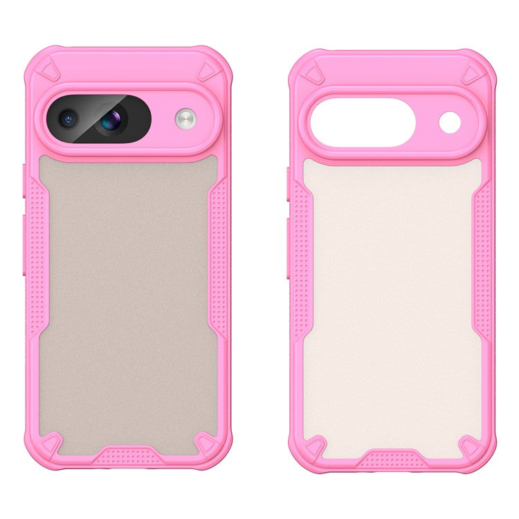 Armor Series For Google Pixel 9 Case PC+TPU Semi-Transparent Frosted Finish Protective Phone Cover - Pink