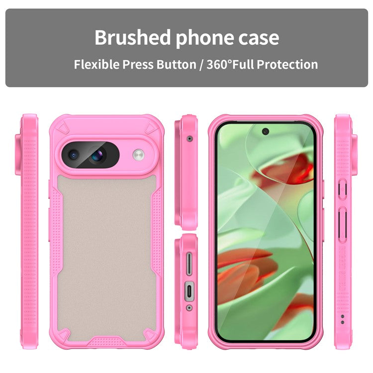 Armor Series For Google Pixel 9 Case PC+TPU Semi-Transparent Frosted Finish Protective Phone Cover - Pink