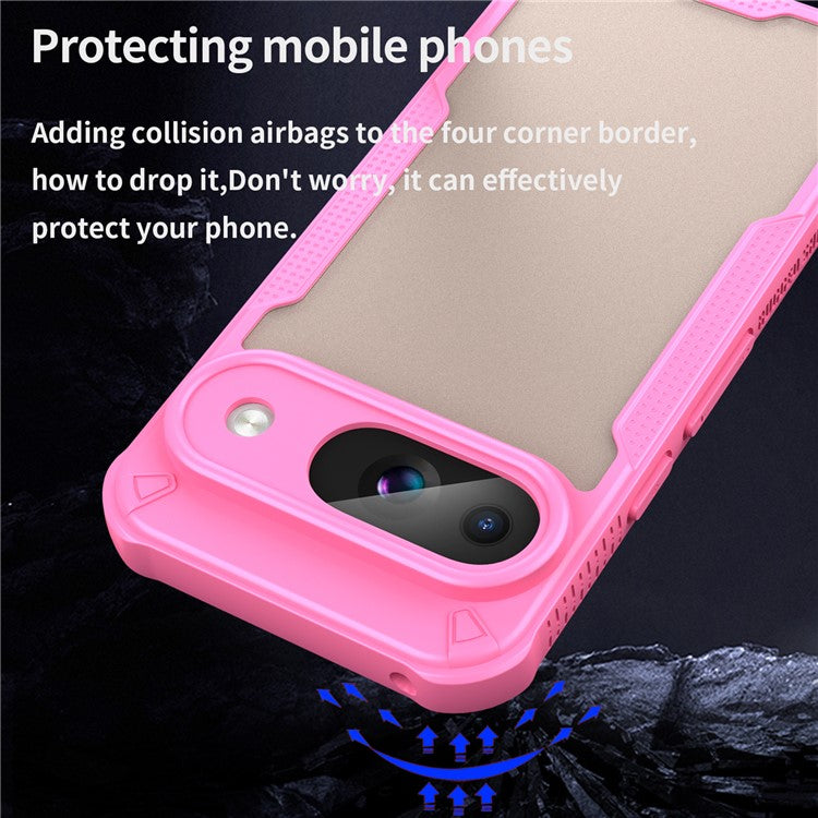 Armor Series For Google Pixel 9 Case PC+TPU Semi-Transparent Frosted Finish Protective Phone Cover - Pink