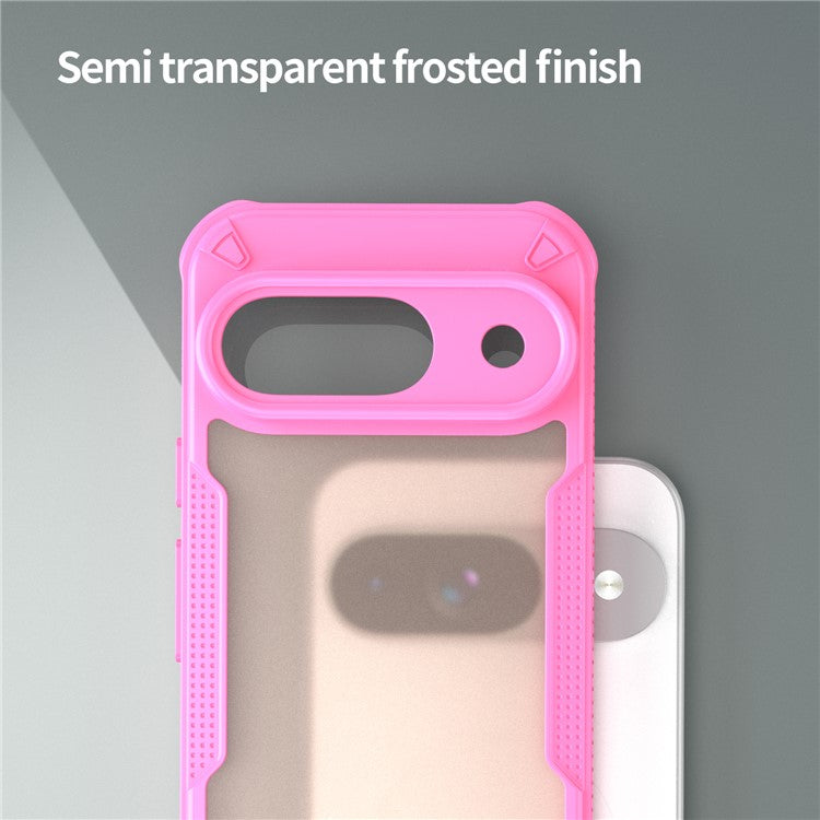 Armor Series For Google Pixel 9 Case PC+TPU Semi-Transparent Frosted Finish Protective Phone Cover - Pink