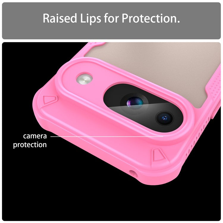 Armor Series For Google Pixel 9 Case PC+TPU Semi-Transparent Frosted Finish Protective Phone Cover - Pink