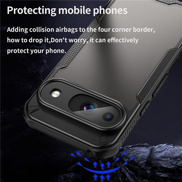 Armor Series For Google Pixel 9 Case PC+TPU Semi-Transparent Frosted Finish Protective Phone Cover - Black