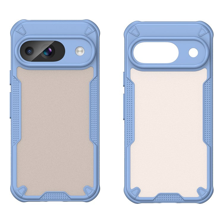 Armor Series For Google Pixel 9 Case PC+TPU Semi-Transparent Frosted Finish Protective Phone Cover - Blue