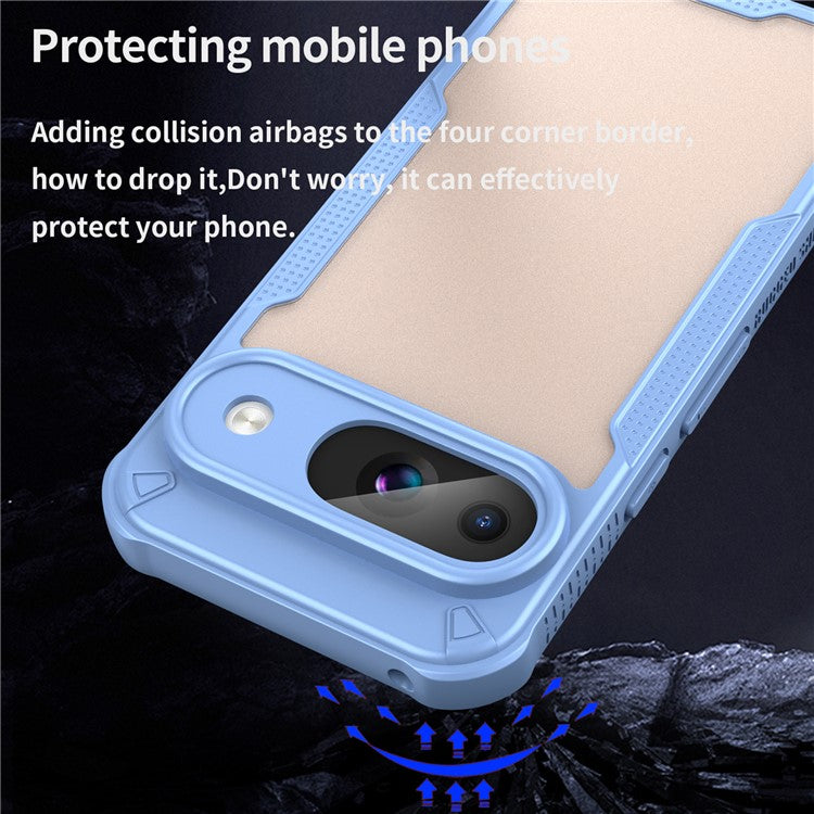 Armor Series For Google Pixel 9 Case PC+TPU Semi-Transparent Frosted Finish Protective Phone Cover - Blue