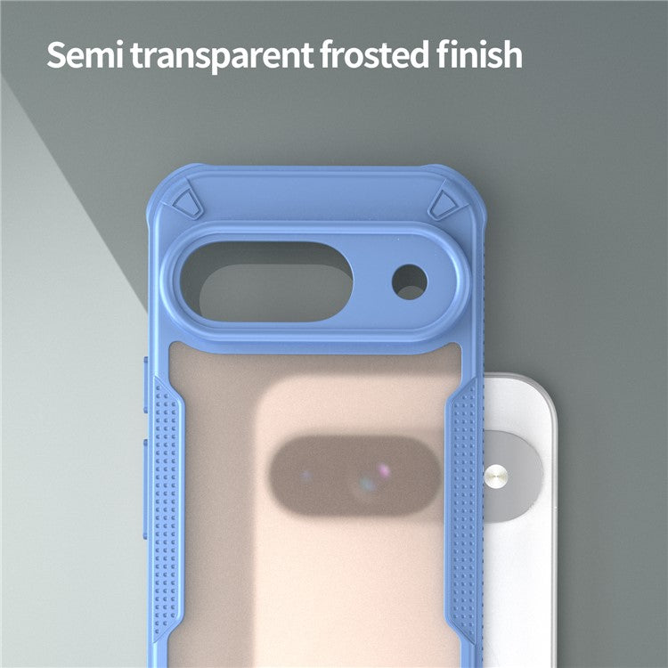 Armor Series For Google Pixel 9 Case PC+TPU Semi-Transparent Frosted Finish Protective Phone Cover - Blue
