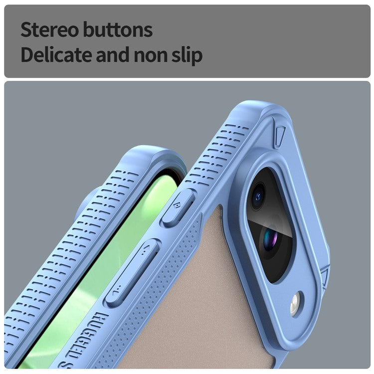 Armor Series For Google Pixel 9 Case PC+TPU Semi-Transparent Frosted Finish Protective Phone Cover - Blue