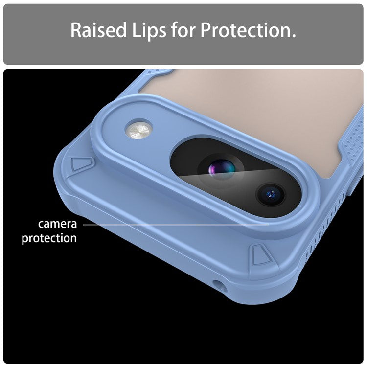 Armor Series For Google Pixel 9 Case PC+TPU Semi-Transparent Frosted Finish Protective Phone Cover - Blue