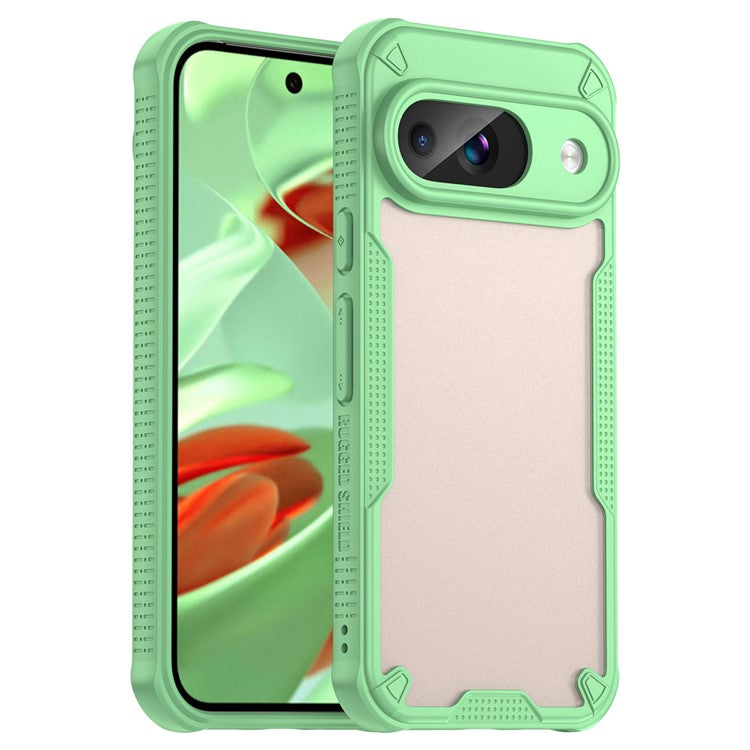 Armor Series For Google Pixel 9 Case PC+TPU Semi-Transparent Frosted Finish Protective Phone Cover - Green
