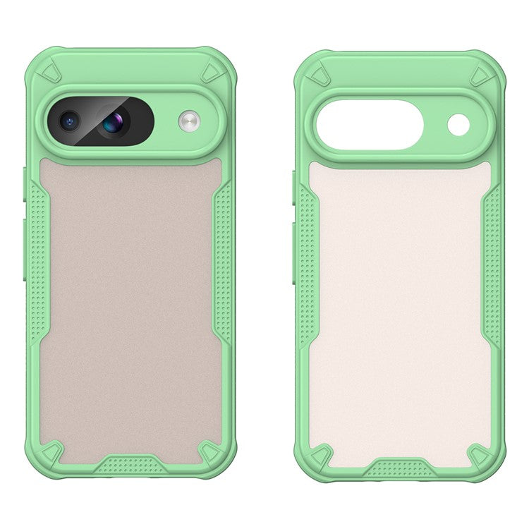 Armor Series For Google Pixel 9 Case PC+TPU Semi-Transparent Frosted Finish Protective Phone Cover - Green