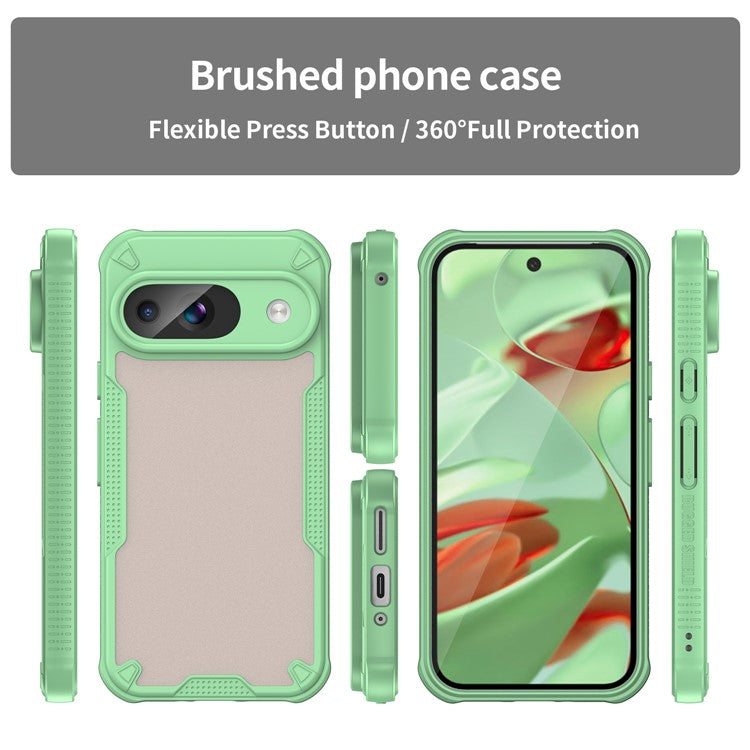 Armor Series For Google Pixel 9 Case PC+TPU Semi-Transparent Frosted Finish Protective Phone Cover - Green