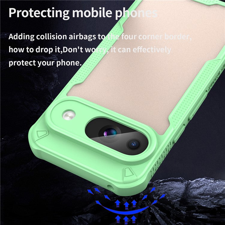 Armor Series For Google Pixel 9 Case PC+TPU Semi-Transparent Frosted Finish Protective Phone Cover - Green