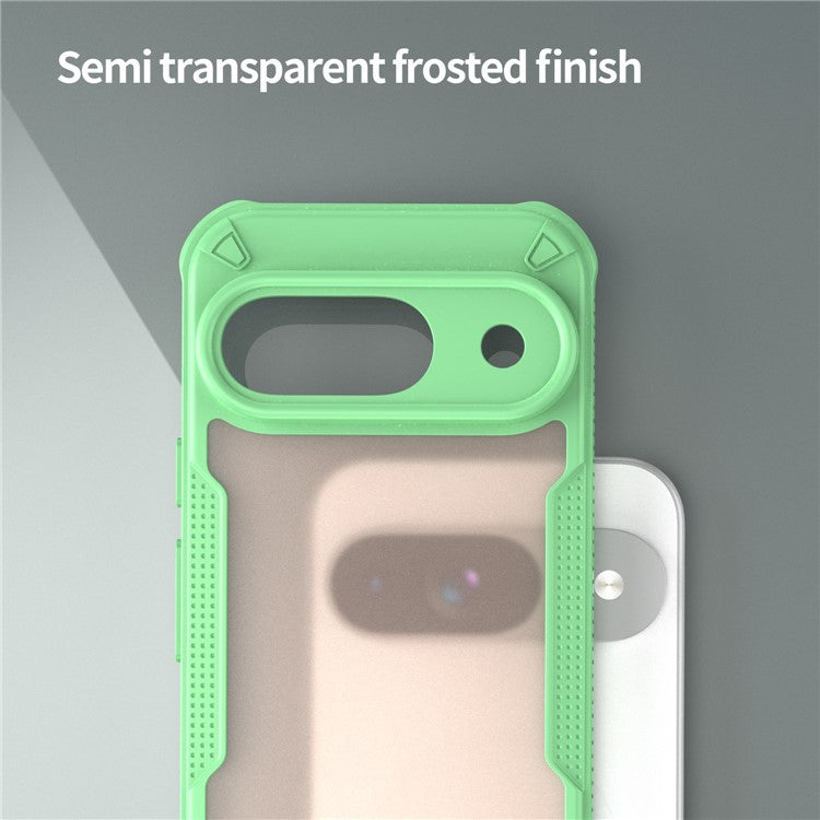 Armor Series For Google Pixel 9 Case PC+TPU Semi-Transparent Frosted Finish Protective Phone Cover - Green