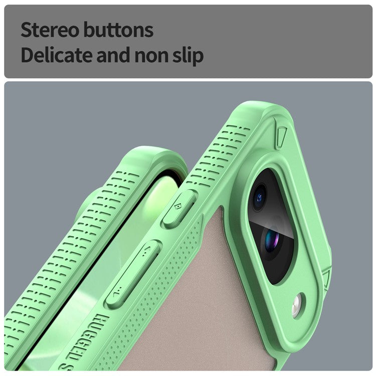 Armor Series For Google Pixel 9 Case PC+TPU Semi-Transparent Frosted Finish Protective Phone Cover - Green