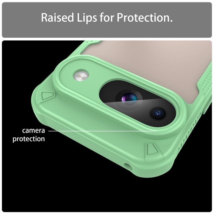 Armor Series For Google Pixel 9 Case PC+TPU Semi-Transparent Frosted Finish Protective Phone Cover - Green
