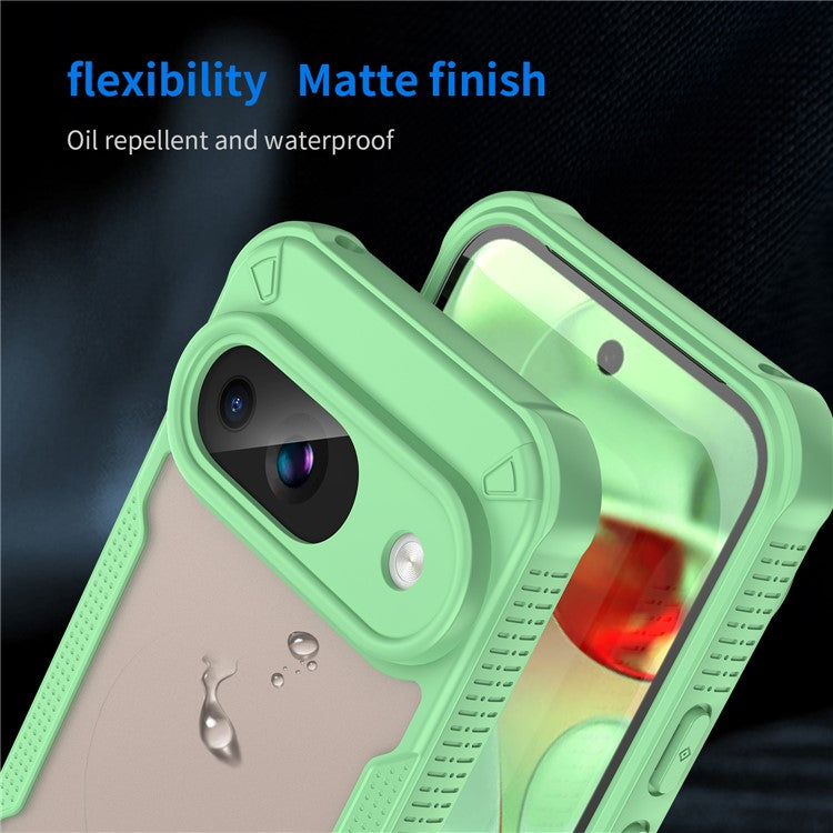 Armor Series For Google Pixel 9 Case PC+TPU Semi-Transparent Frosted Finish Protective Phone Cover - Green