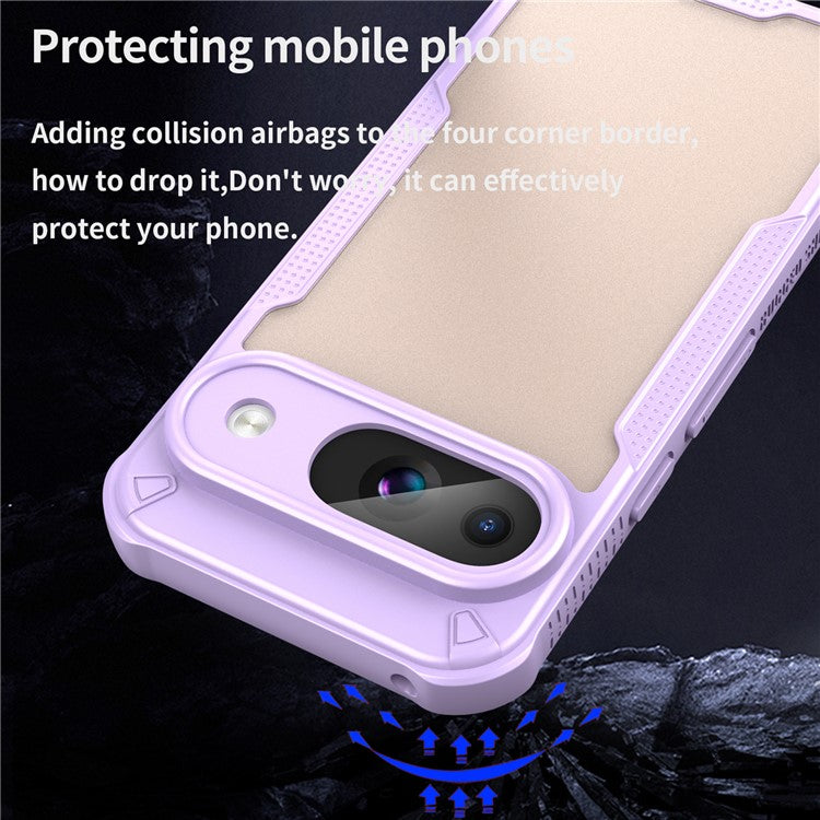 Armor Series For Google Pixel 9 Case PC+TPU Semi-Transparent Frosted Finish Protective Phone Cover - Purple
