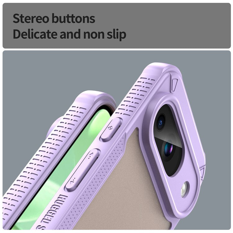 Armor Series For Google Pixel 9 Case PC+TPU Semi-Transparent Frosted Finish Protective Phone Cover - Purple