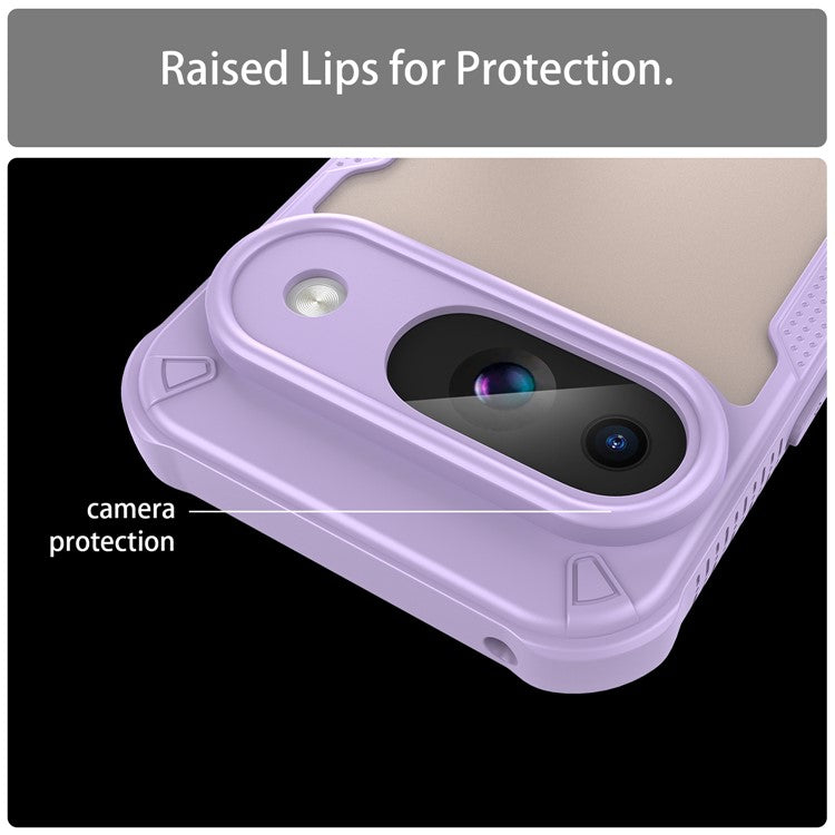 Armor Series For Google Pixel 9 Case PC+TPU Semi-Transparent Frosted Finish Protective Phone Cover - Purple