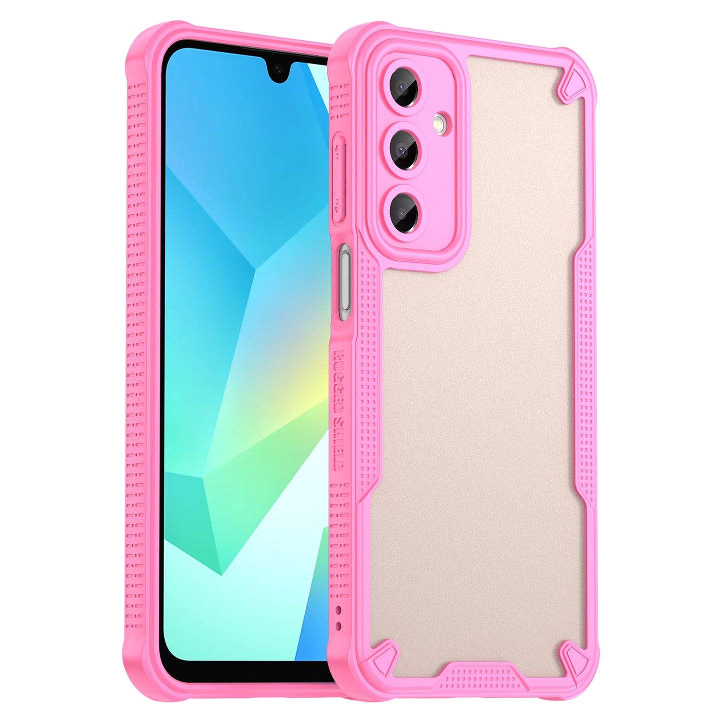 Armor Series For Samsung Galaxy A16 5G / 4G Case PC+TPU Semi-Transparent Frosted Finish Protective Phone Cover - Pink