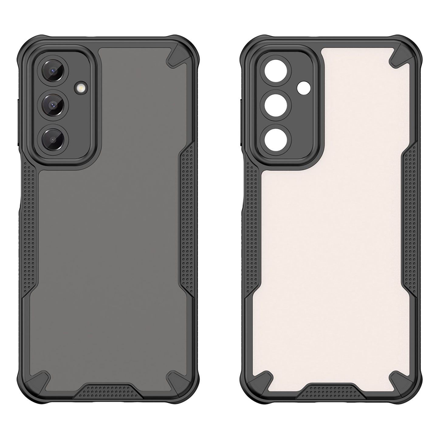 Armor Series For Samsung Galaxy A16 5G / 4G Case PC+TPU Semi-Transparent Frosted Finish Protective Phone Cover - Black