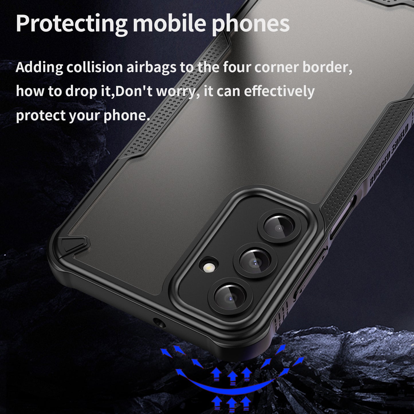 Armor Series For Samsung Galaxy A16 5G / 4G Case PC+TPU Semi-Transparent Frosted Finish Protective Phone Cover - Black