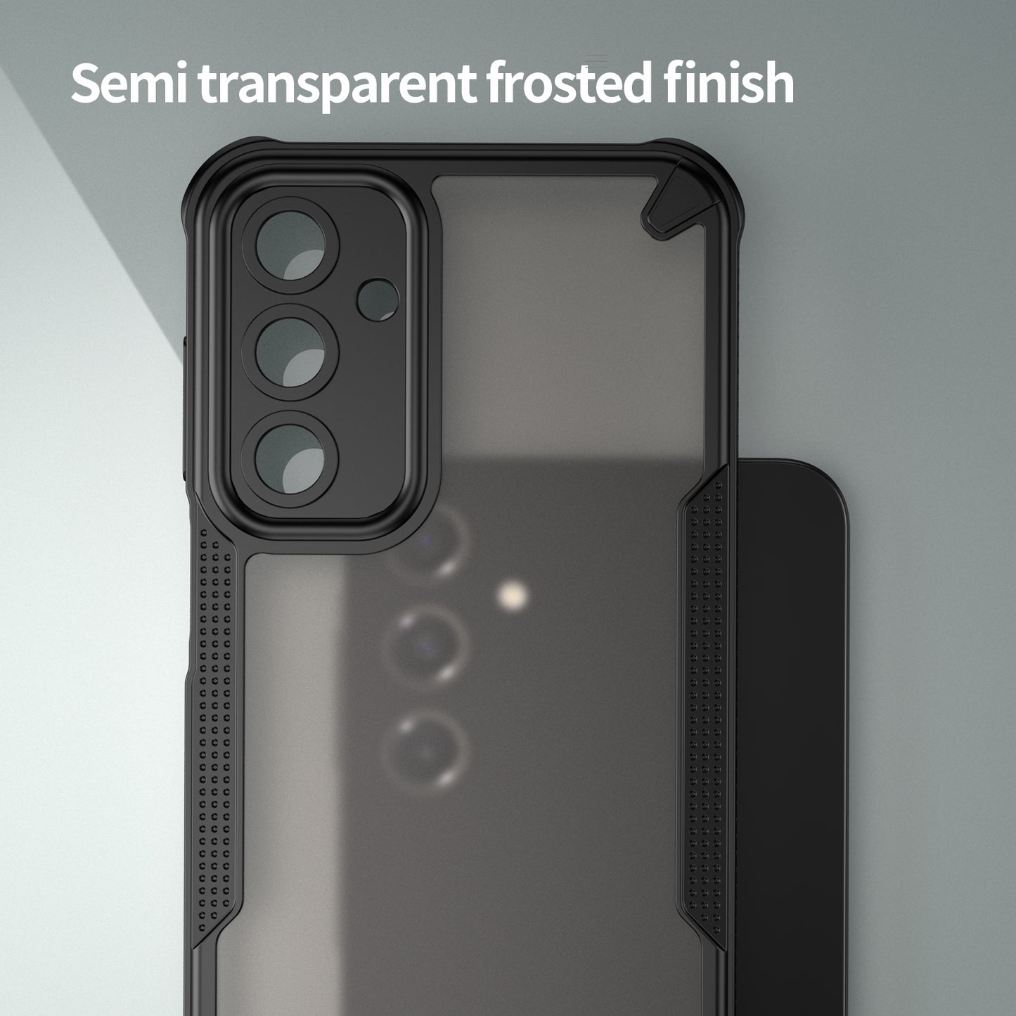 Armor Series For Samsung Galaxy A16 5G / 4G Case PC+TPU Semi-Transparent Frosted Finish Protective Phone Cover - Black