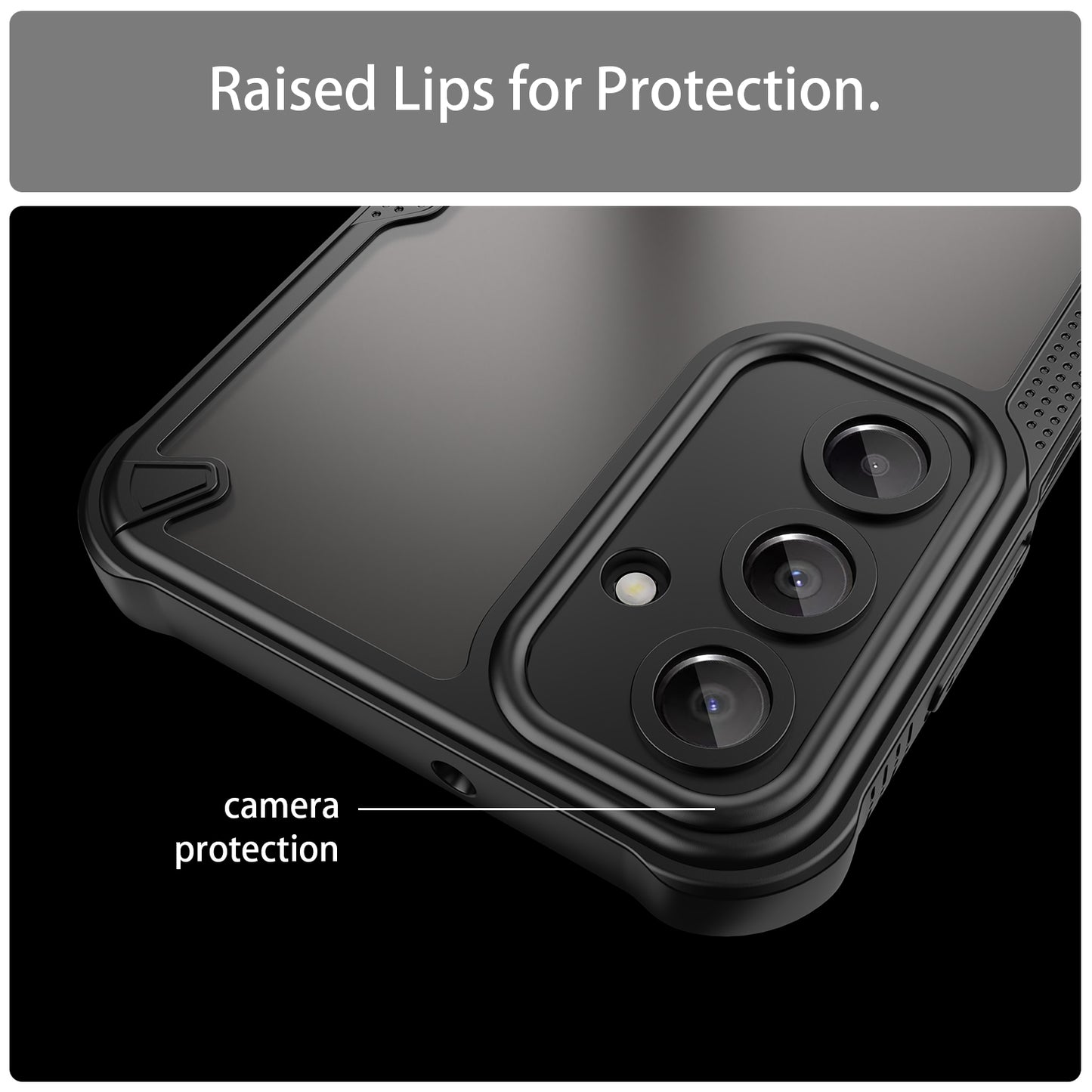 Armor Series For Samsung Galaxy A16 5G / 4G Case PC+TPU Semi-Transparent Frosted Finish Protective Phone Cover - Black