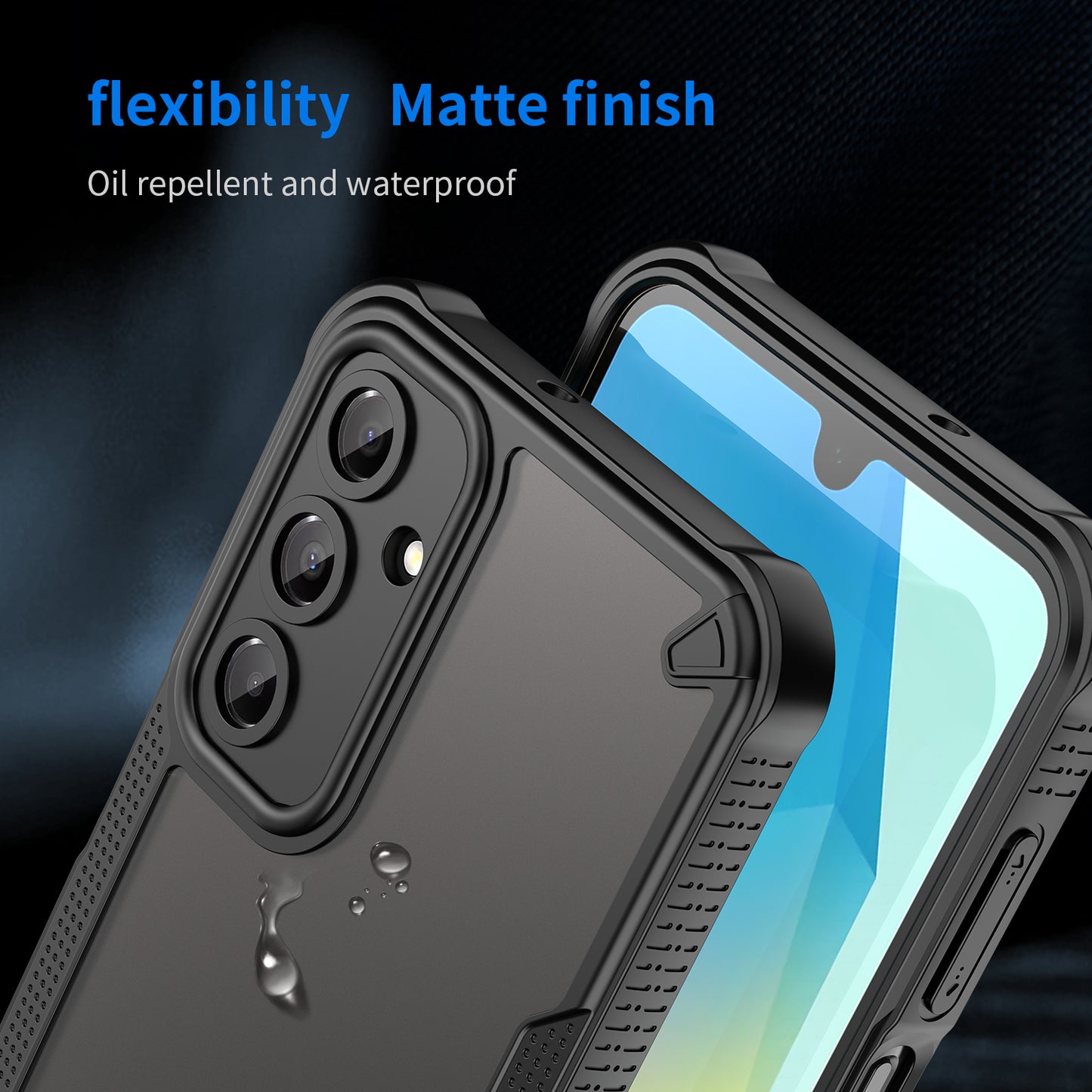 Armor Series For Samsung Galaxy A16 5G / 4G Case PC+TPU Semi-Transparent Frosted Finish Protective Phone Cover - Black