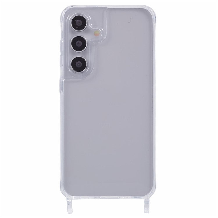 For Samsung Galaxy S24+ Case PC+TPU 1.5mm Clear Phone Cover with Lanyard Holes
