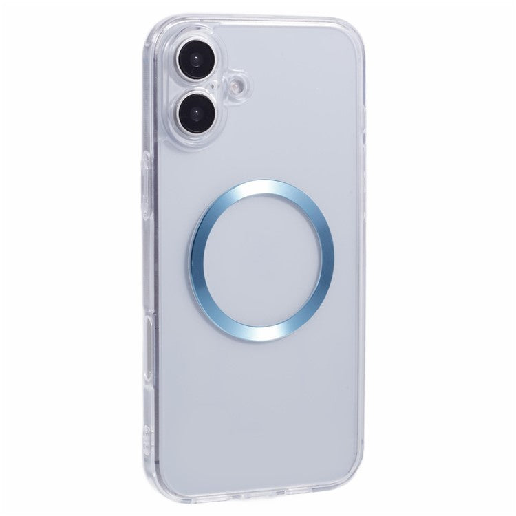 For iPhone 16 Plus Case Compatible with MagSafe CD Vein TPU+Acrylic Phone Cover - Blue