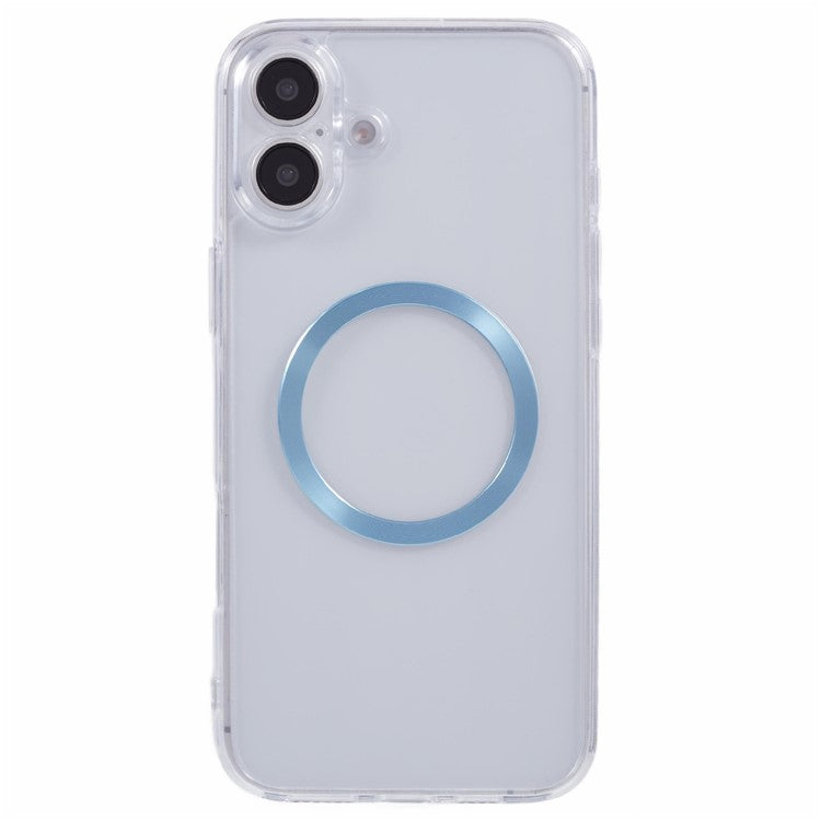 For iPhone 16 Plus Case Compatible with MagSafe CD Vein TPU+Acrylic Phone Cover - Blue