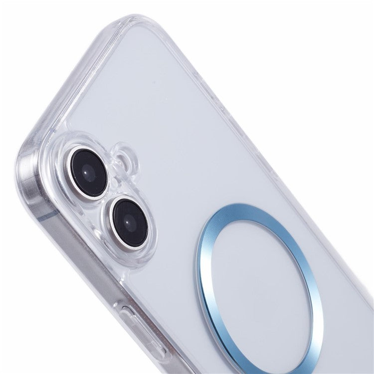 For iPhone 16 Plus Case Compatible with MagSafe CD Vein TPU+Acrylic Phone Cover - Blue