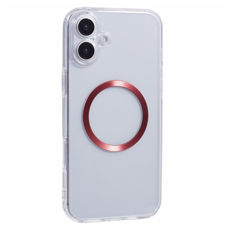 For iPhone 16 Plus Case Compatible with MagSafe CD Vein TPU+Acrylic Phone Cover - Red