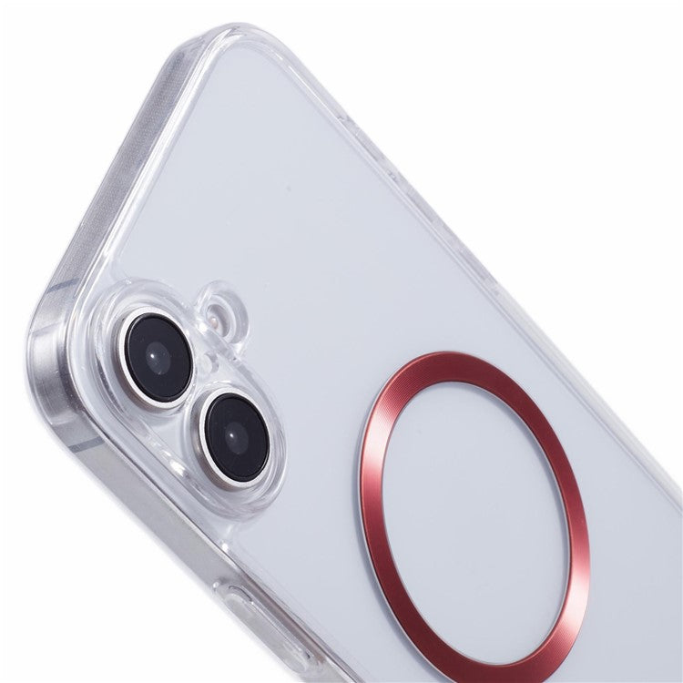 For iPhone 16 Plus Case Compatible with MagSafe CD Vein TPU+Acrylic Phone Cover - Red