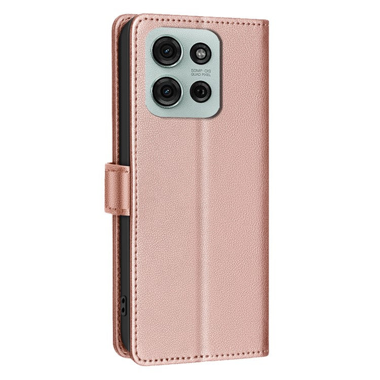 BINFEN COLOR BF32 For Motorola Moto G75 5G Leather Case Wallet RFID Blocking Phone Cover - Rose Gold