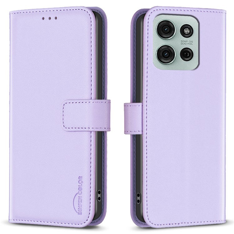 BINFEN COLOR BF17 For Motorola Moto G75 5G Case Wallet Folio Flip Leather Cover - Purple