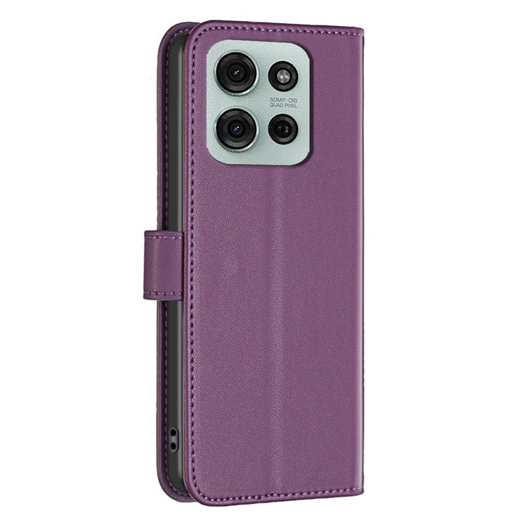 BINFEN COLOR BF17 For Motorola Moto G75 5G Case Wallet Folio Flip Leather Cover - Dark Purple