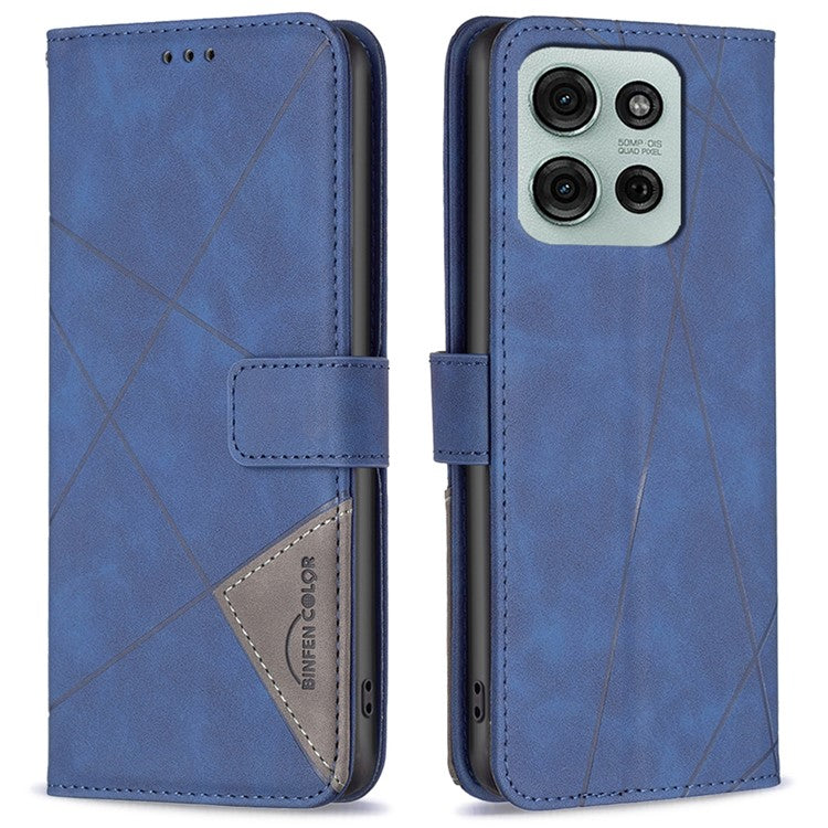 BINFEN COLOR BF05 For Motorola Moto G75 5G Case Leather Phone Cover Wallet Stand - Blue