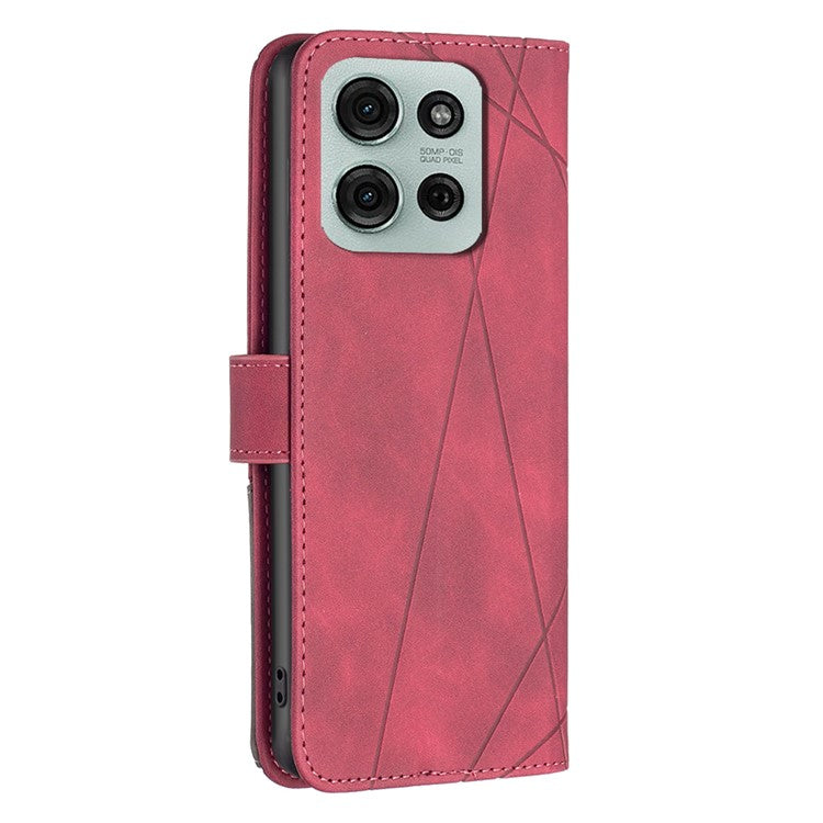 BINFEN COLOR BF05 For Motorola Moto G75 5G Case Leather Phone Cover Wallet Stand - Red