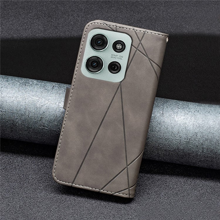 BINFEN COLOR BF05 For Motorola Moto G75 5G Case Leather Phone Cover Wallet Stand - Grey