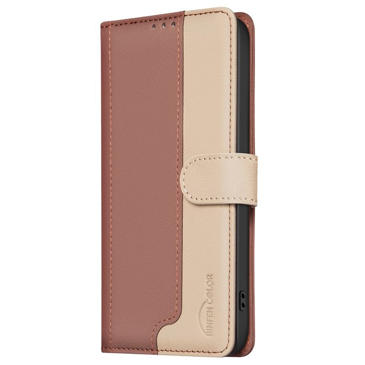 BINFEN COLOR BF33 for Motorola Moto G75 5G Leather Case Splicing Color RFID Blocking - Brown