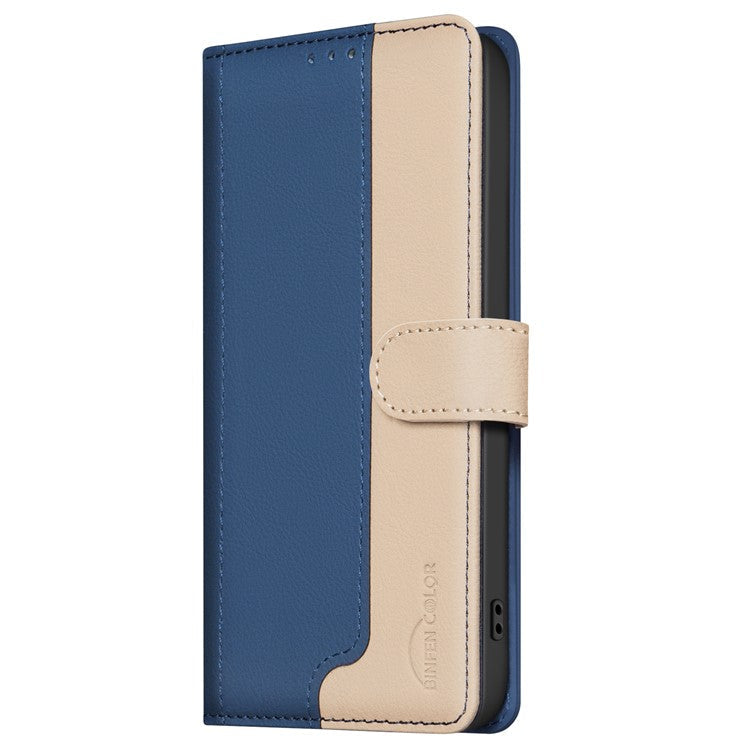 BINFEN COLOR BF33 for Motorola Moto G75 5G Leather Case Splicing Color RFID Blocking - Blue