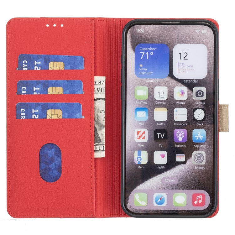 BINFEN COLOR BF33 for Motorola Moto G75 5G Leather Case Splicing Color RFID Blocking - Red
