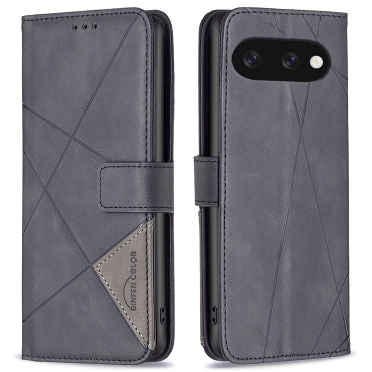 BINFEN COLOR BF05 For Google Pixel 9a Case Leather Phone Cover Wallet Stand - Black