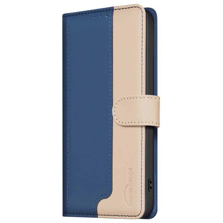 BINFEN COLOR BF33 for Google Pixel 9a Leather Case Splicing Color RFID Blocking - Blue