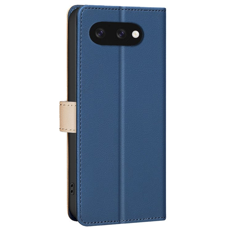 BINFEN COLOR BF33 for Google Pixel 9a Leather Case Splicing Color RFID Blocking - Blue