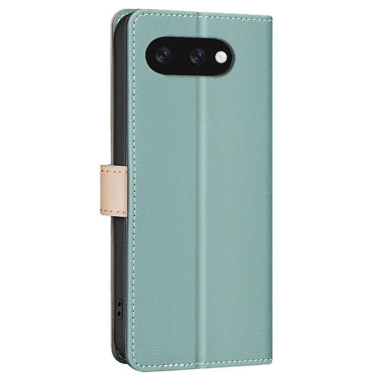 BINFEN COLOR BF33 for Google Pixel 9a Leather Case Splicing Color RFID Blocking - Green