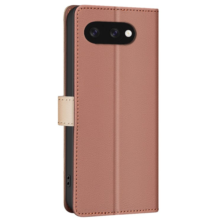 BINFEN COLOR BF33 for Google Pixel 9a Leather Case Splicing Color RFID Blocking - Brown