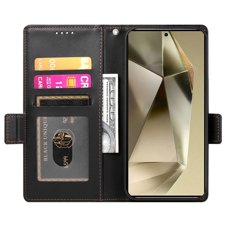 DF-010 For Samsung Galaxy S25 Ultra Stand Case PU Leather Wallet Phone Cover - Black