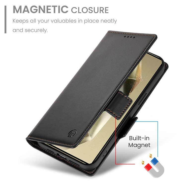 DF-010 For Samsung Galaxy S25 Ultra Stand Case PU Leather Wallet Phone Cover - Black